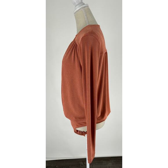 Intimately Free People Long Sleeve Turnt Bodysuit V Neck Size Large Ginger Spice - Picture 8 of 13